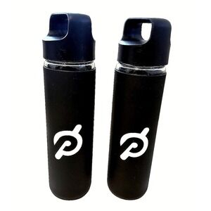 2 Peloton Official Glass Water Bottles • Wrapped Non Slip Silicone Sleeve Logo